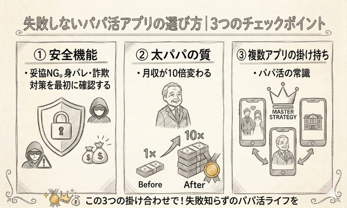 失敗しないパパ活アプリの選び方｜3つのチェックポイント