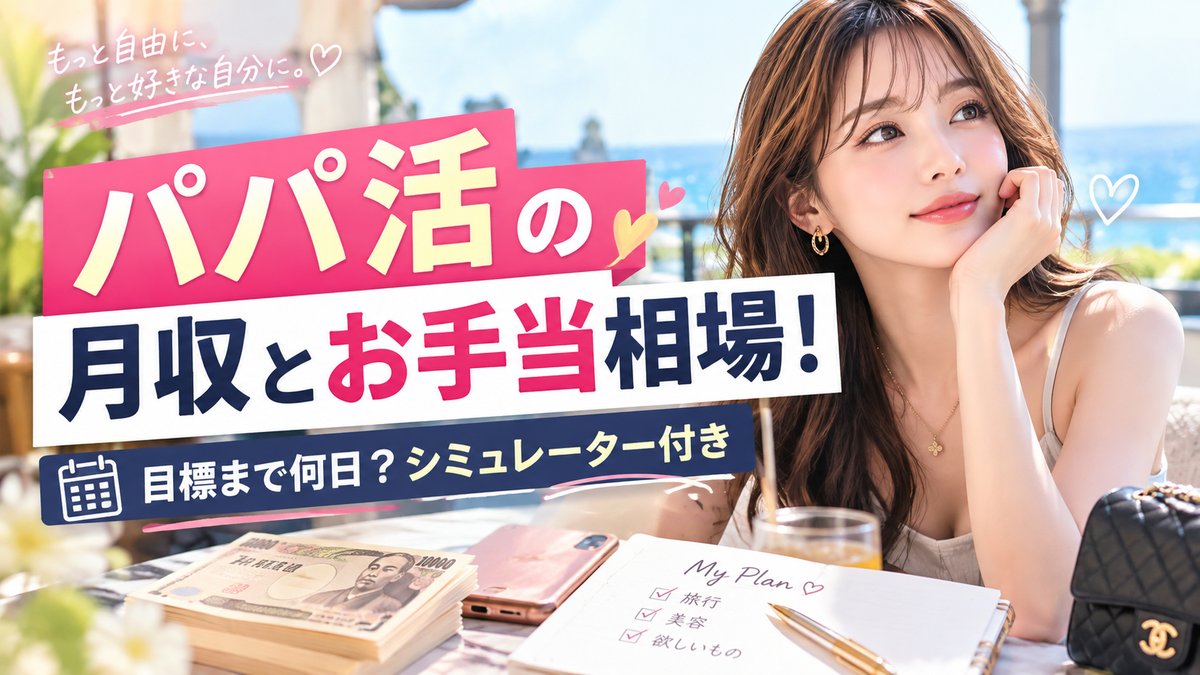 パパ活の月収とお手当相場!目標まで何日?シミュレーター付き